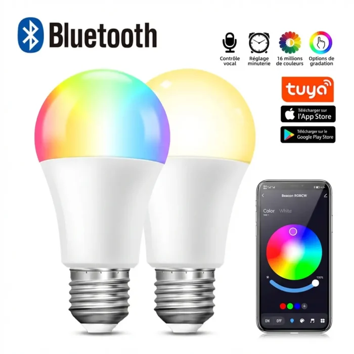 Lighteu, 1 X Ampoule Led Wifi Colorée Rgb Milight Original 6W, E27, Couleur Rvb-Rgb + Blanc