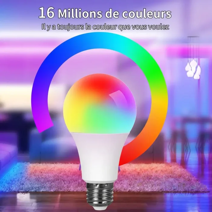 Ampoule LED multicolore RGB 15w wifi bluetooth