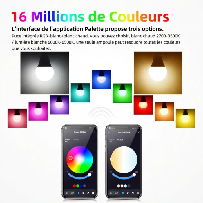 Ampoule LED multicolore RGB 15w wifi bluetooth