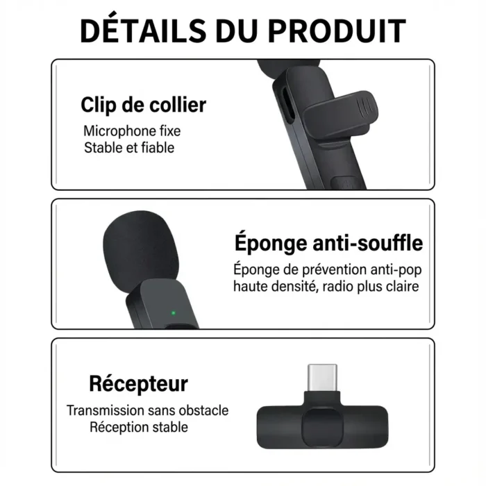 Microphone Lavalier Cravate USB-C