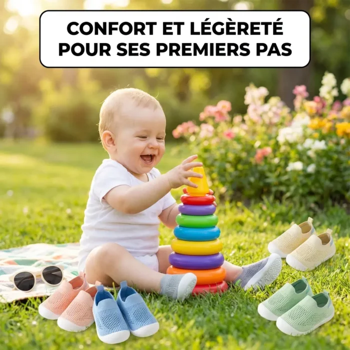 Chaussures respirantes pour bébés antidérapantes sans lacets