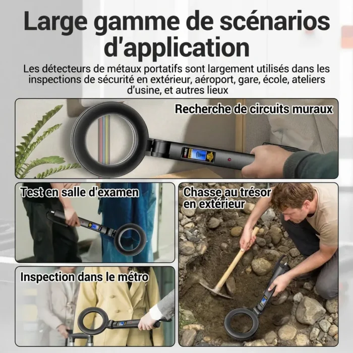 Détecteur de métaux portatif pliable