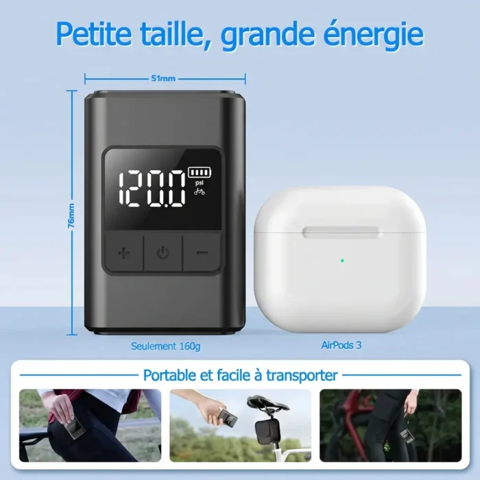 Mini pompe à Air intelligente 120PSI rechargeable USB