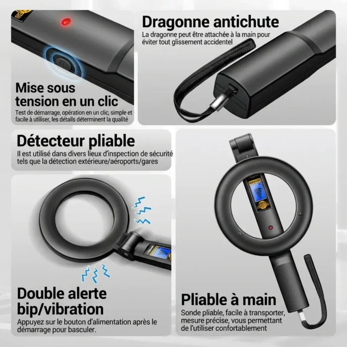 Détecteur de métaux portatif pliable