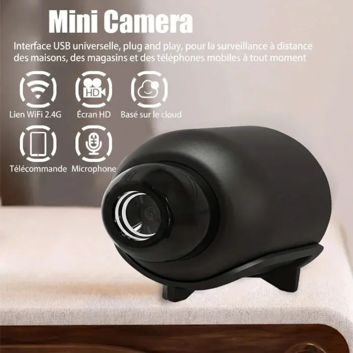 Mini Caméra WiFi HD – Vision Nocturne – MicroSD – Noir – Ouverte Jamais Utilisée