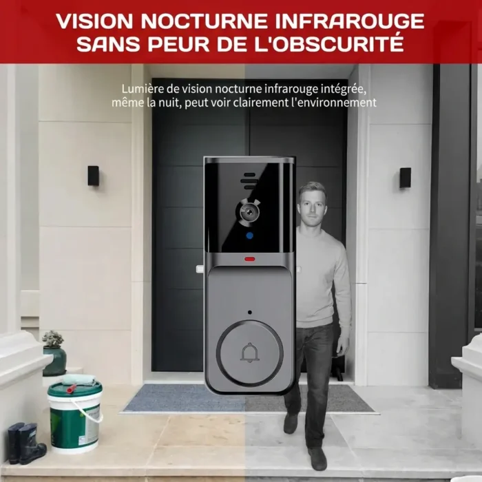 Interphone vidéo intelligent vision nocturne sans fil 2.4G
