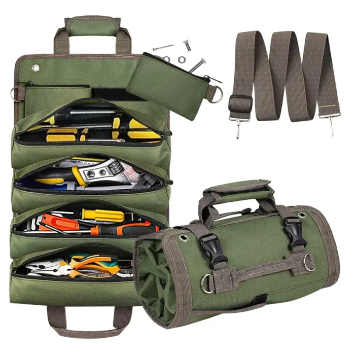 Sac de rangement polyvalent multipoche enroulable