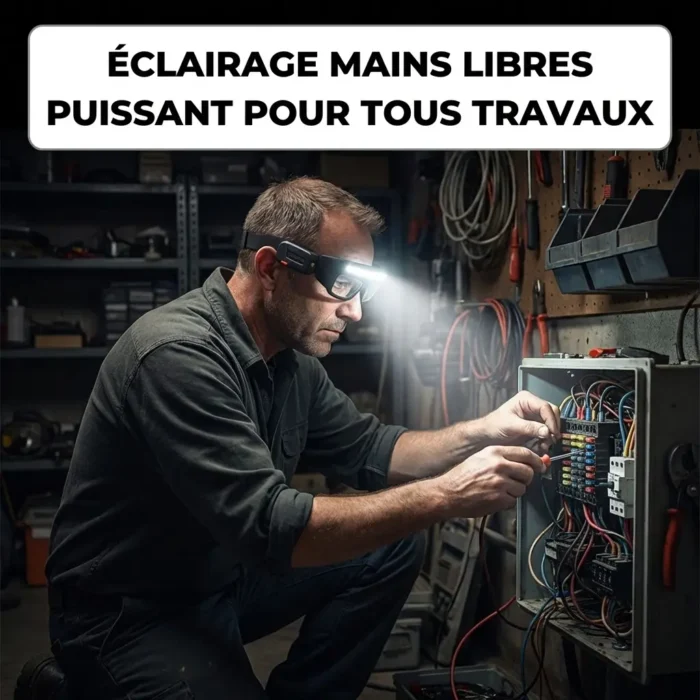 Lunettes de Sécurité avec lampe frontale LED étanches rechargeables