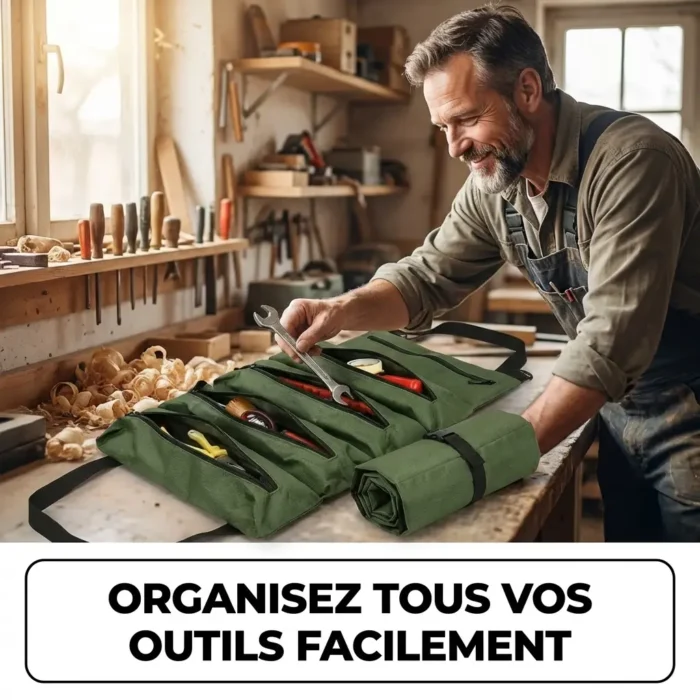 Sac de rangement polyvalent multipoche enroulable