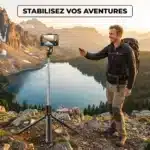 Trépied perche à selfie stabilisateur bluetooth avec lumière pour smartphone