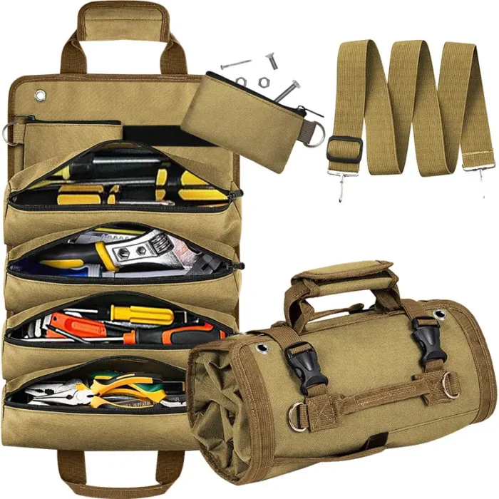 Sac de rangement polyvalent multipoche enroulable