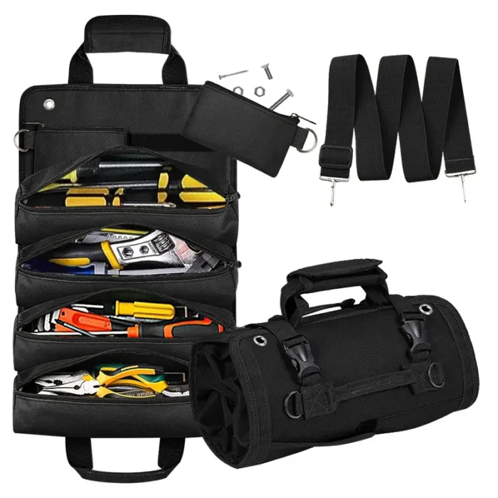 Sac de rangement polyvalent multipoche enroulable