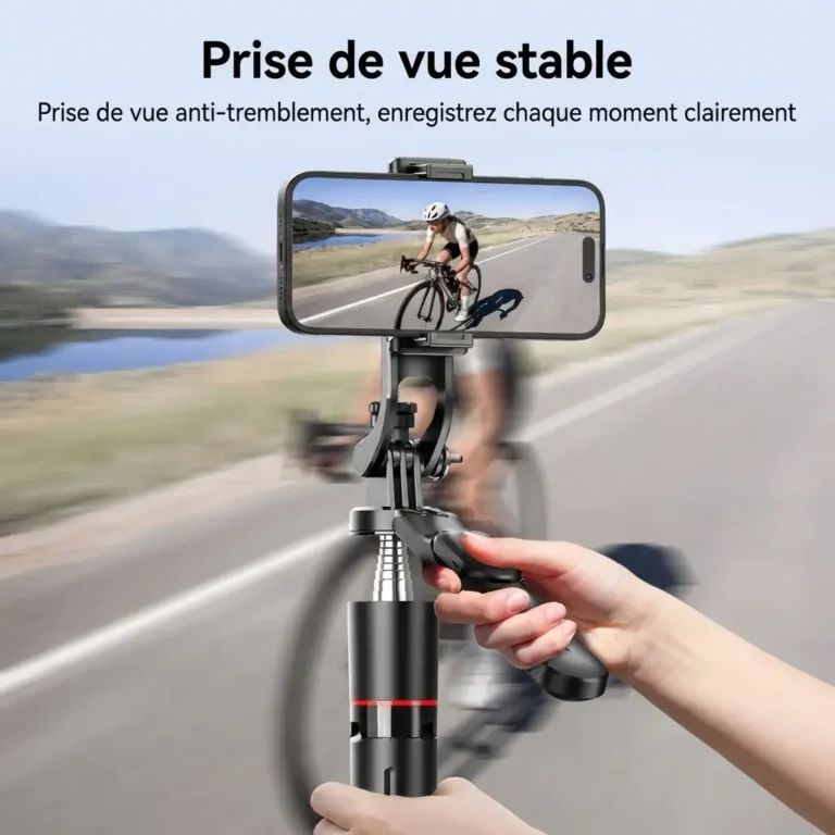 Trépied perche à selfie stabilisateur bluetooth avec lumière pour smartphone
