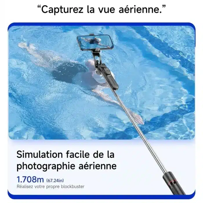 Trépied perche à selfie stabilisateur bluetooth avec lumière pour smartphone