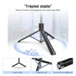 Trépied perche à selfie stabilisateur bluetooth avec lumière pour smartphone