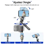 Trépied perche à selfie stabilisateur bluetooth avec lumière pour smartphone