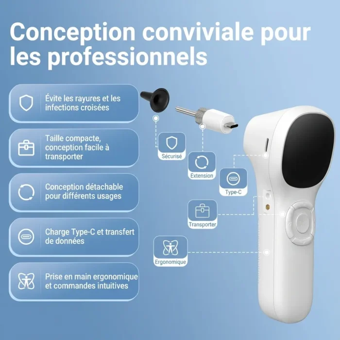 Otoscope numérique intelligent ecran IPS caméra HD
