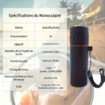 Lentille monoculaire téléscope portable de voyage pour smartphone