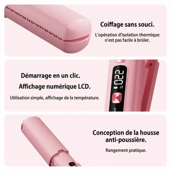 Mini Fer a Lisser portable rechargeable multifonction