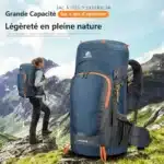 Sac à dos de randonnée imperméable 65L avec housse de pluie
