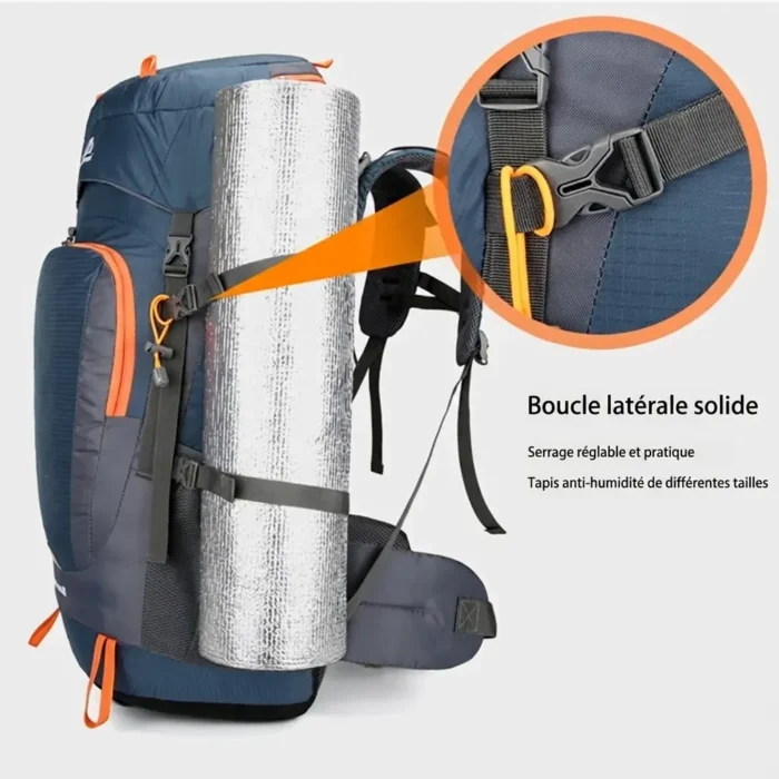 Sac à dos de randonnée imperméable 65L avec housse de pluie
