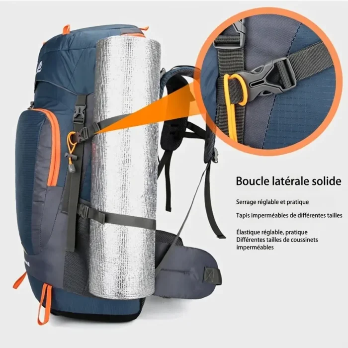 Sac à dos de randonnée imperméable 65L avec housse de pluie