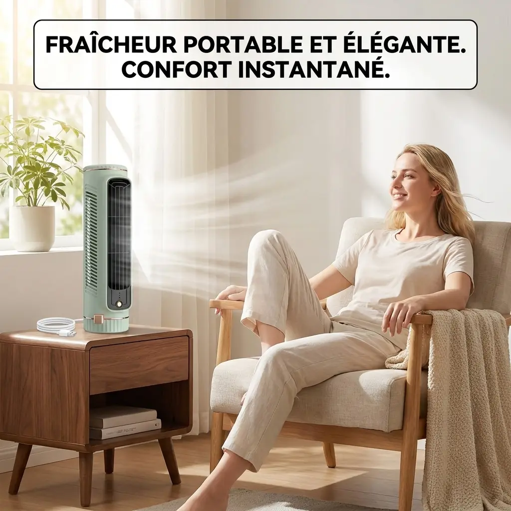 Ventilateur Tour Portable rechargeable USB silencieux