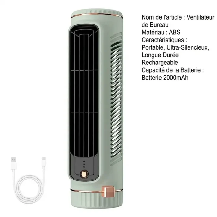 Ventilateur Tour Portable rechargeable USB silencieux
