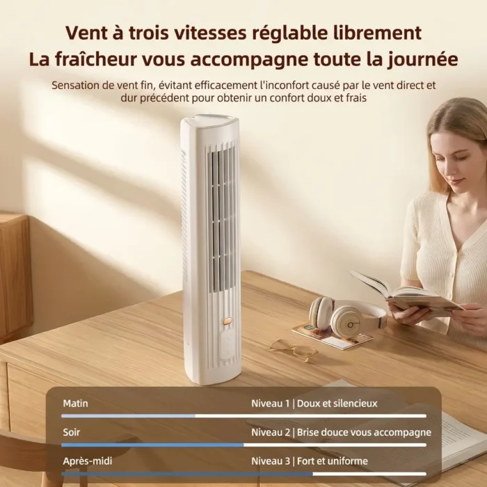 Ventilateur Tour Portable rechargeable USB silencieux