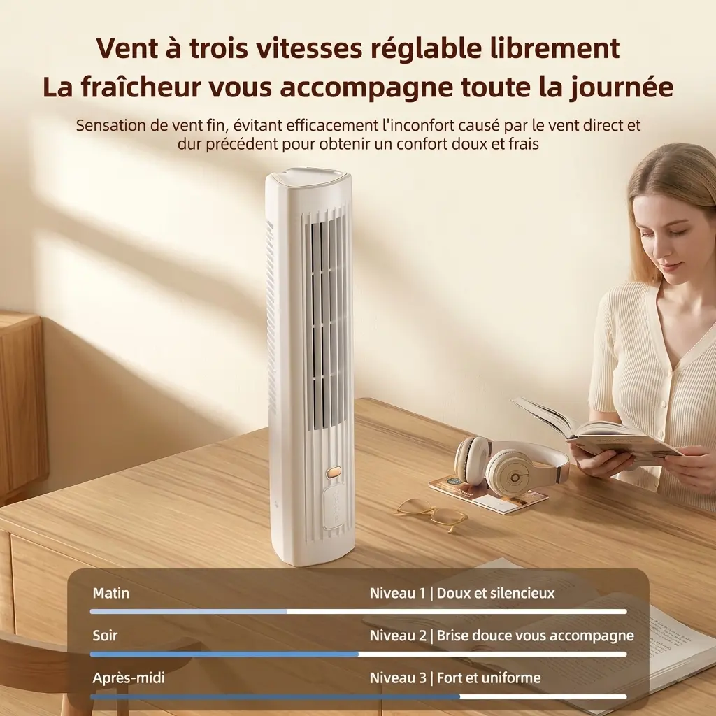 Ventilateur Tour Portable rechargeable USB silencieux