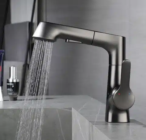 Robinet De Salle De Bain Avec Douchette Rotatif Et Rétractable