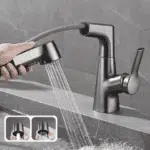 Robinet De Salle De Bain Avec Douchette Rotatif Et Rétractable