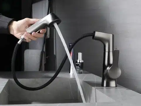 Robinet De Salle De Bain Avec Douchette Rotatif Et Rétractable