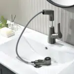 Robinet De Salle De Bain Avec Douchette Rotatif Et Rétractable