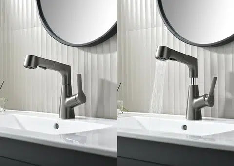Robinet De Salle De Bain Avec Douchette Rotatif Et Rétractable