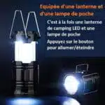 Lanterne De Camping 3-en-1 - Lampe De Poche LED Effet Flamme
