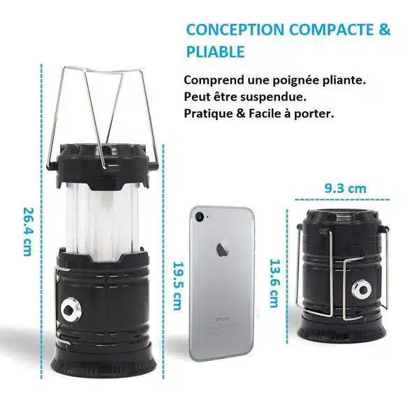 Lanterne De Camping 3-en-1 - Lampe De Poche LED Effet Flamme
