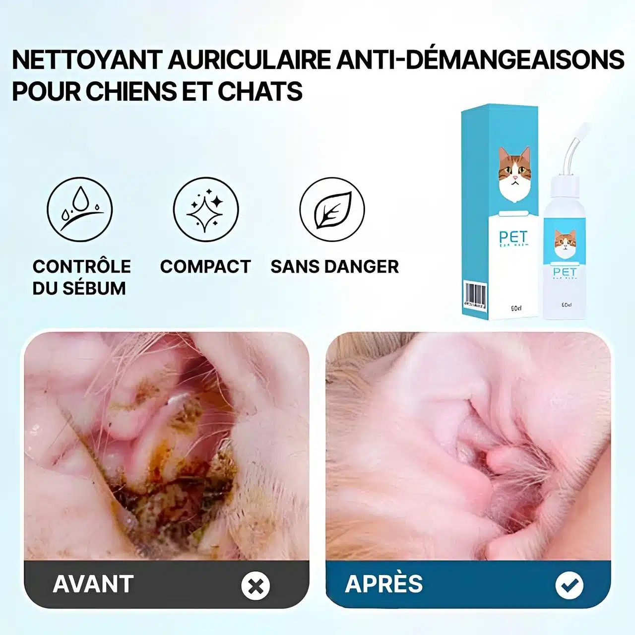 Nettoyant Oreille Pour Chien Et Chat - Produit Auriculaire