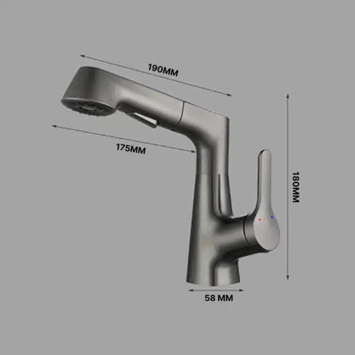 Robinet De Salle De Bain Avec Douchette Rotatif Et Rétractable