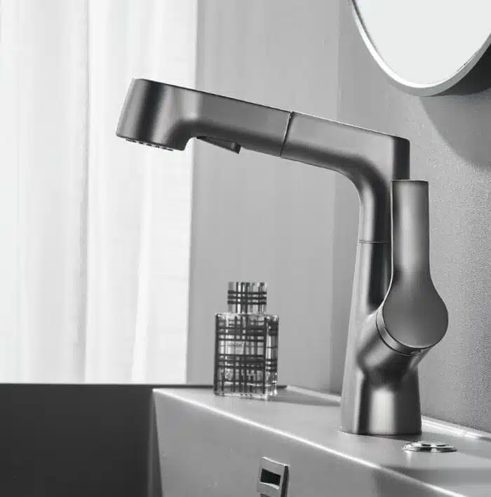 Robinet De Salle De Bain Avec Douchette Rotatif Et Rétractable