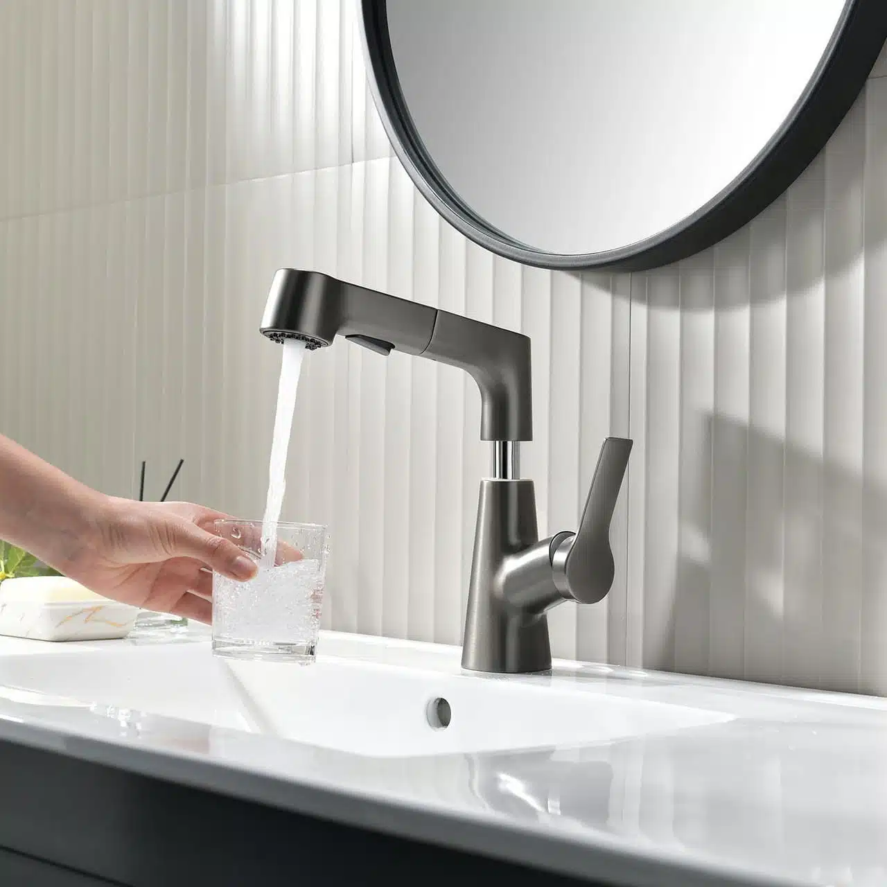 Robinet De Salle De Bain Avec Douchette Rotatif Et Rétractable