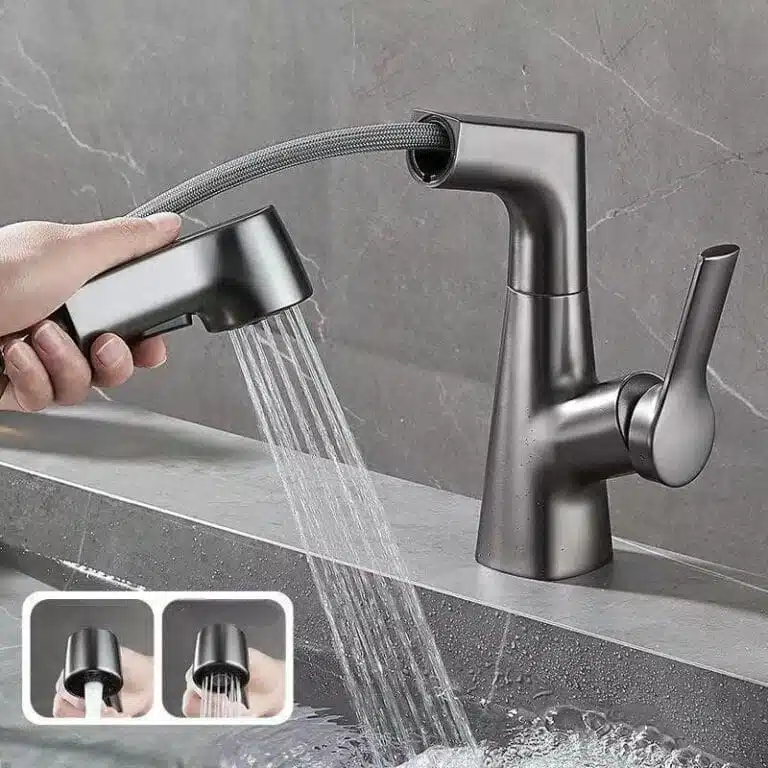 Robinet De Salle De Bain Avec Douchette Rotatif Et Rétractable