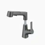 Robinet De Salle De Bain Avec Douchette Rotatif Et Rétractable