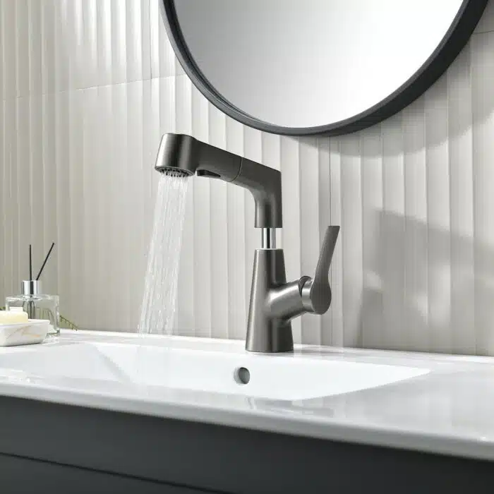 Robinet De Salle De Bain Avec Douchette Rotatif Et Rétractable