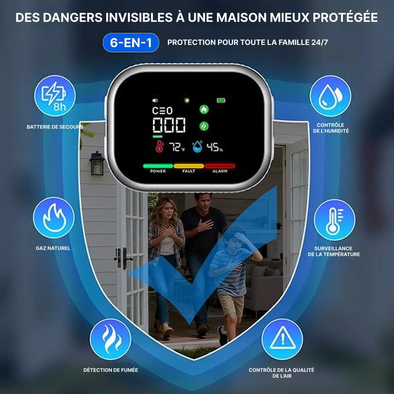 Détecteur De Monoxyde De Carbone Avec Alarme Écran LCD Température Et Humidité