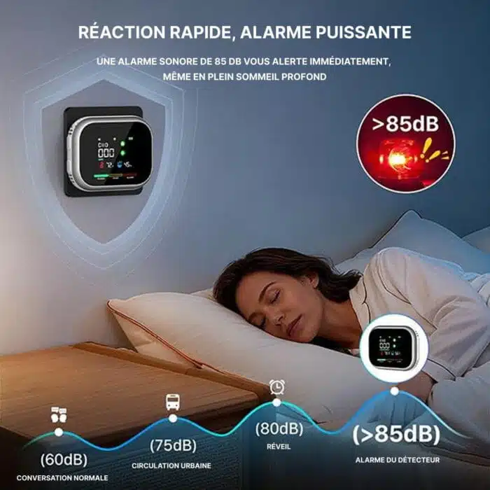 Détecteur De Monoxyde De Carbone Avec Alarme Écran LCD Température Et Humidité