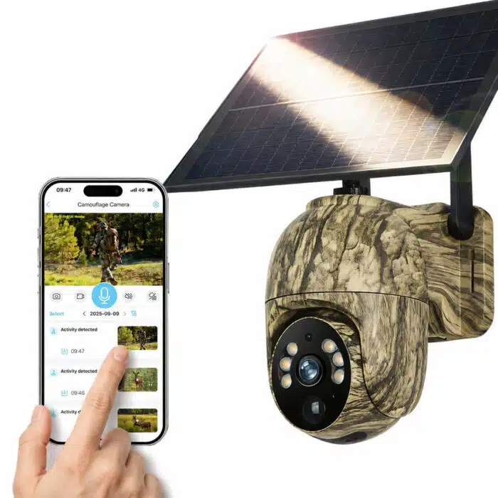 Caméra De Surveillance Extérieure Solaire - Rotation 360° et vision nocturne 2K