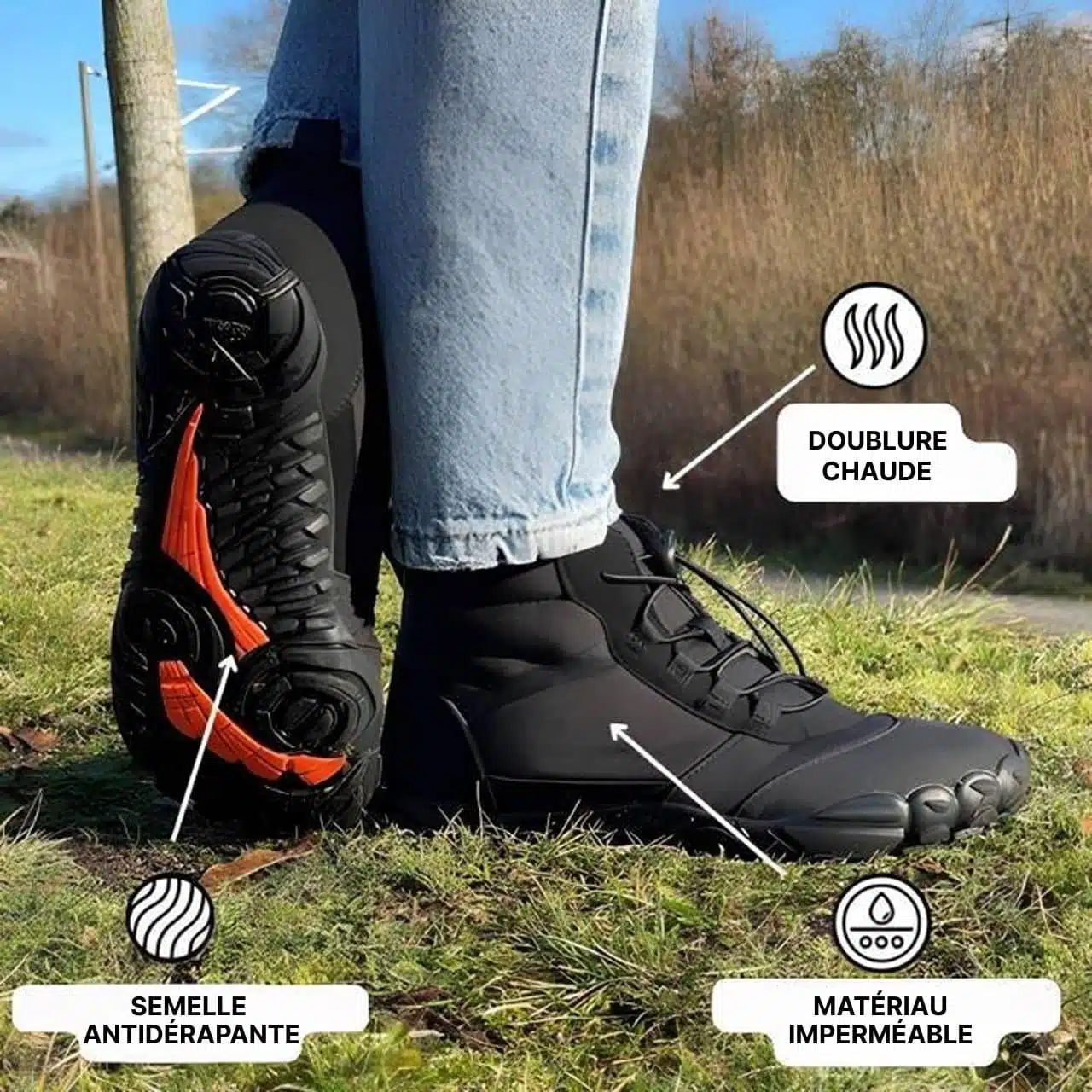 Chaussures Barefoot Hiver Imperméables Pied Large