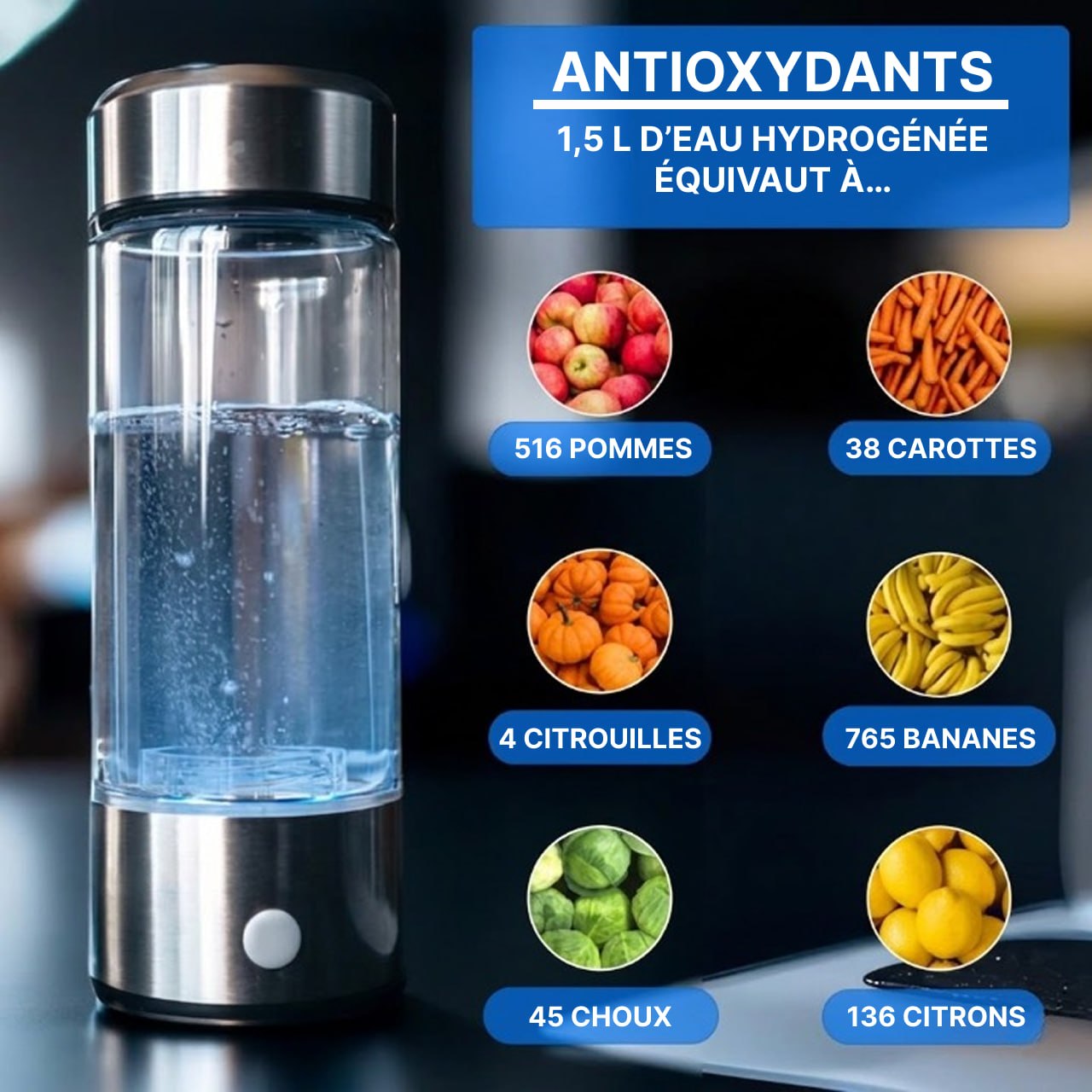 Bouteille Eau Hydrogénée Rechargeable