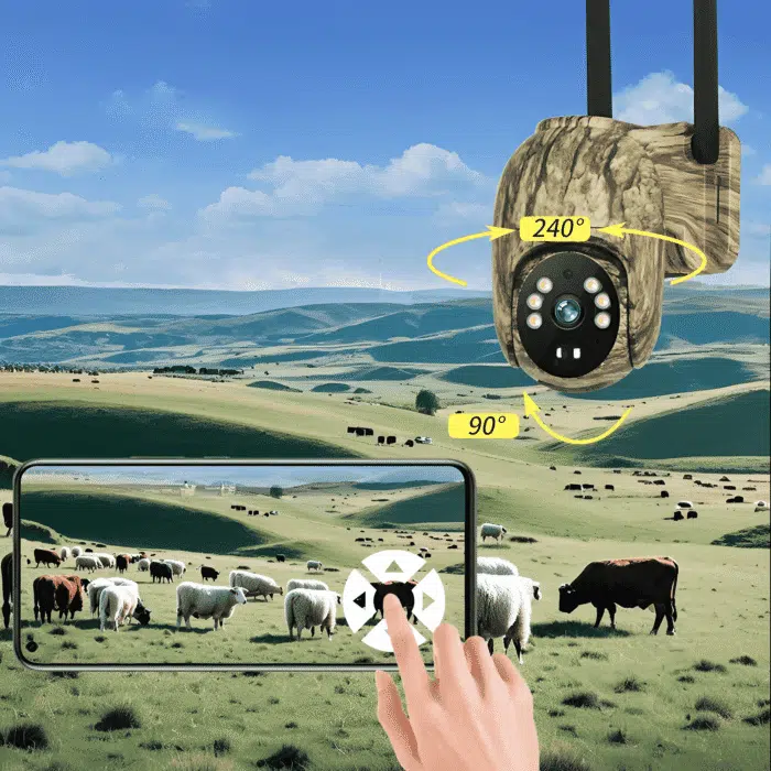 Caméra De Surveillance Extérieure Solaire - Rotation 360° et vision nocturne 2K